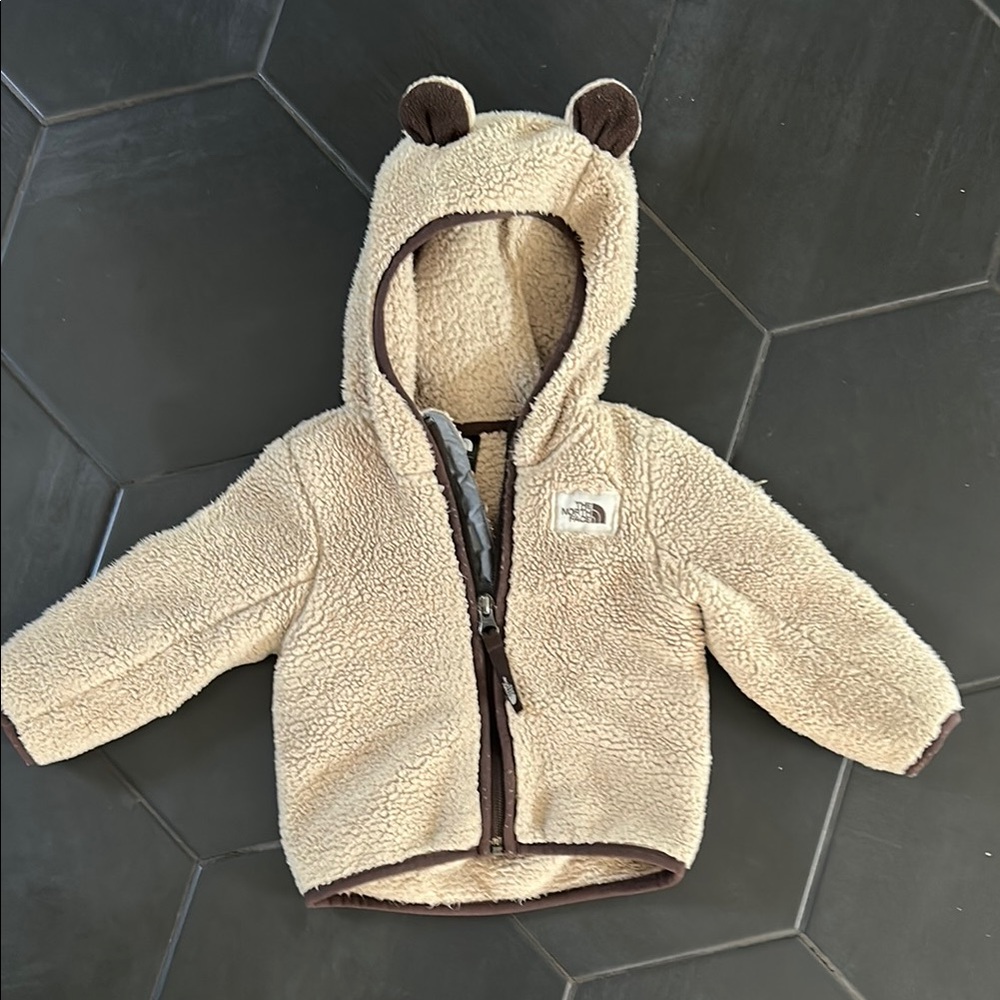 Cream Fleece Baby Jacket with Bear Ears